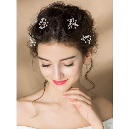 Fxmimior Bride Wedding Pearls Hair Pins Flower Bridal Hair Pieces Wedding Hair Accessories for Women and Girls Pack of 6