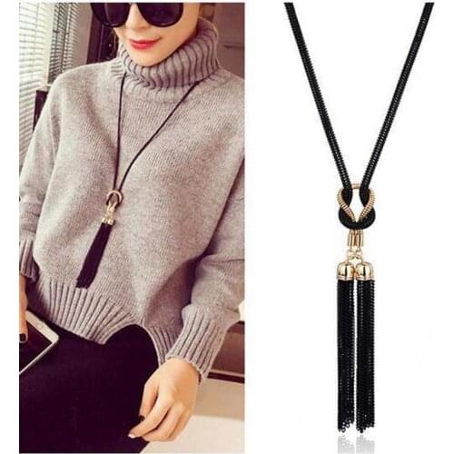 Sweater Necklaces & Pendants Tassel Autumn Winter Sweater Chain Necklace Fashion Long Necklace