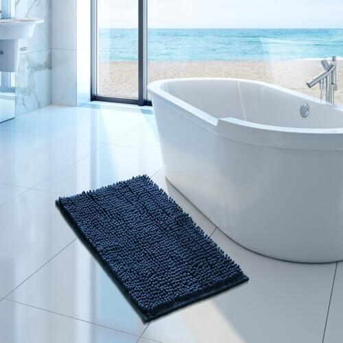 Solid Microfiber Chenille bathmat Water Absorbing Shaggy Rug Entrance Bathroom DoorMat Non-slip Carpet Toilet Floor Mats 43*61cm