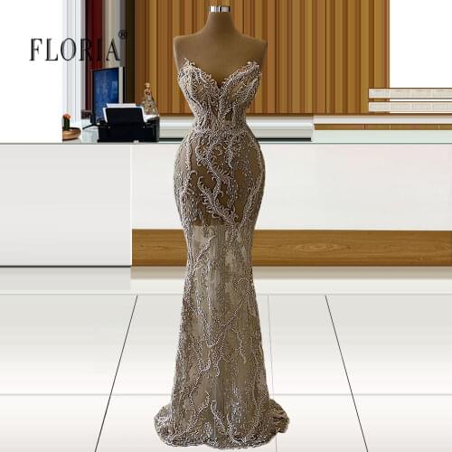 Beading Evening Dresses Sweatheart Long Prom Gown Formal Party Dress For Women 2021 שמלות ערב