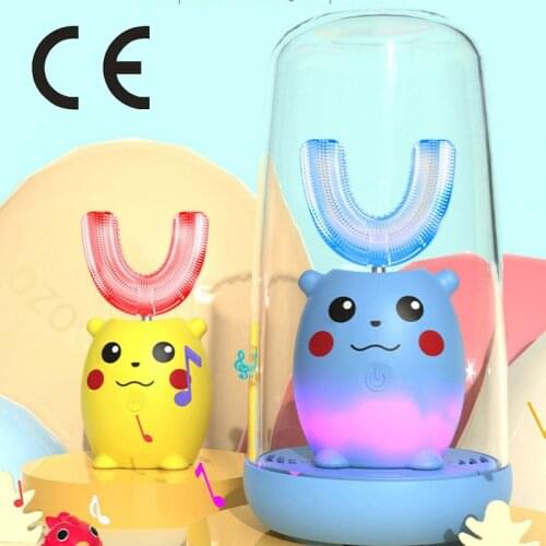 Smart Children Electric Toothbrush Kids Smart 360 Degrees U Silicon USB Automatic Ultrasonic Teeth Tooth Brush Cartoon Pattern