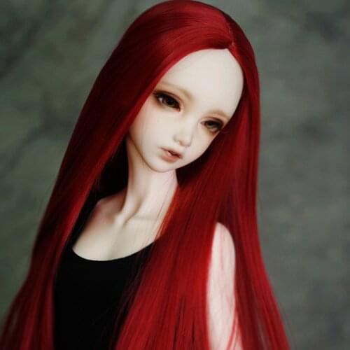 1/3 1/4 1/6 1/8 Wine Red Straight Style Hair High Temperature Wire BJD Wig
