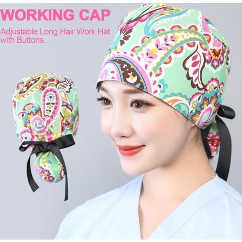 1 PC Adjustable Working Hats Bouffant Working Hat Ponytail Holder With Sweatband Tie Back Hats For Women & Men