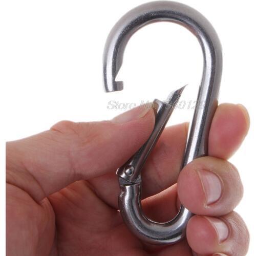 304 Stainless Steel Spring Carabiner Snap Hook Keychain Quick Link Lock Buckle 5 sizes Wholesale&DropShip