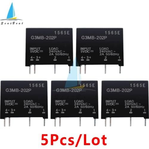 5Pcs/Lot 5V 12V 24V DC-AC Solid State Relay Module G3MB-202P PCB SSR AC 240V 2A Snubber Circuit Resistor Relay Switch