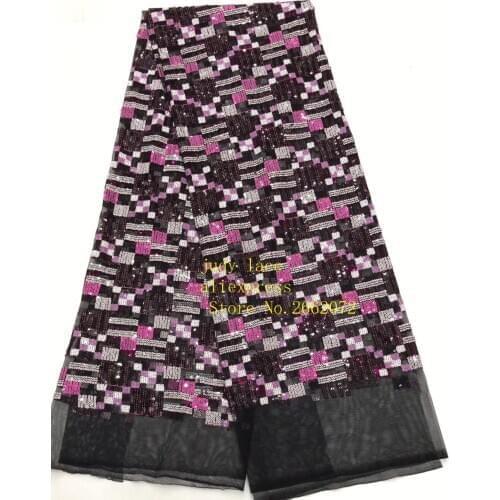 5yards Mixed color sequin embroidery Mosaic effect fabric European and American style used for dress fashion design BH73