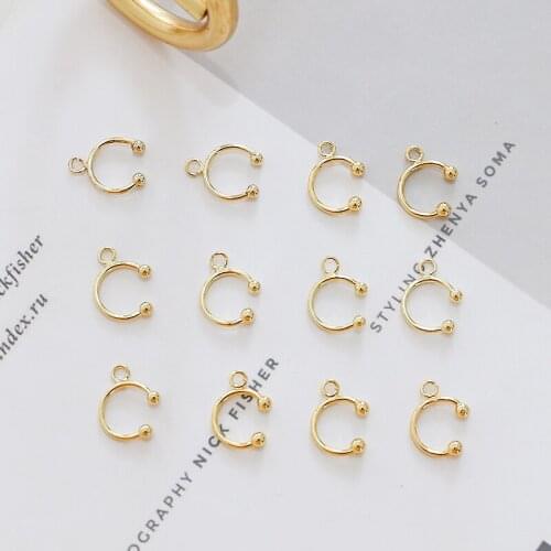 6pcs New Fashion Ear Clip Ear bone clip 18k 14k no pierced C-shaped earring material hanging ring diy jewelry accessories