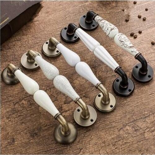 Antique American black and red bronze Unfold Install ceramic European-style door to door door handle wooden door handles