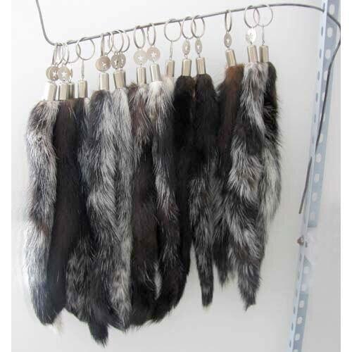 Free Shipping mink tail keychain and real mink fur keychain