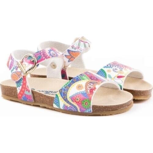 Girls bio sandals with scoop and straps with stamped buckle