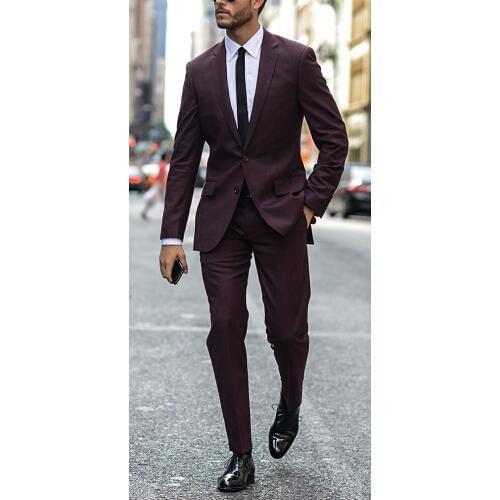 Maroon Men Suits Blazer Slim Fit Mens Wedding Prom Party Suit Jackets Groom Groomsman wearing suits For Men