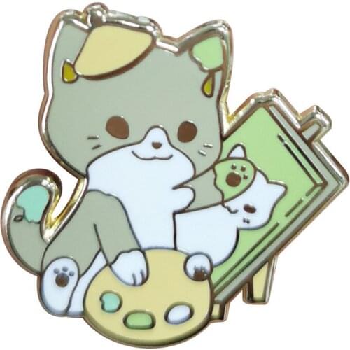 Artist cat wearing beret brooch Show everyone your love for kitty and painting