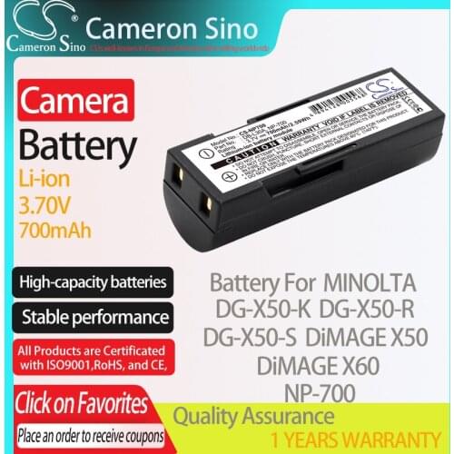 CameronSino Battery for MINOLTA DG-X50-K DG-X50-R DG-X50-S DiMAGE X50 DiMAGE X60 fits Samsung SLB-0637 camera battery 700mAh