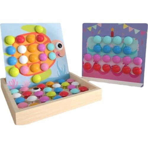 Kids 3D Puzzles Toy Colorful Buttons Assembling Mushrooms Nails Kit Baby Creative Mosaic Picture Board Game Educational Toys