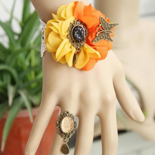 European And American Fashion Handmade Jewellery Summer Style Sunflower Lace Wrist Bracelet Women Masquerade Ball Free Shipping