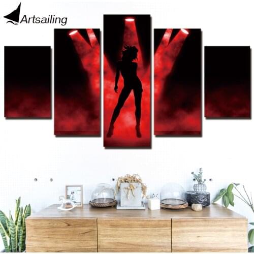 HD Printed 5 Piece Canvas Art Rock Stage Painting Canvas Wall Pictures for Living Room with framed Free Shipping NY-7508B