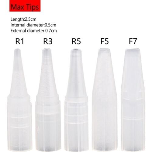 500pcsTattoo Needles Cap&Big Tips 1R,3R,5R,5F,7F For Permanent Makeup Eyebrow&Lip Beauty machine Needle Tips Max size