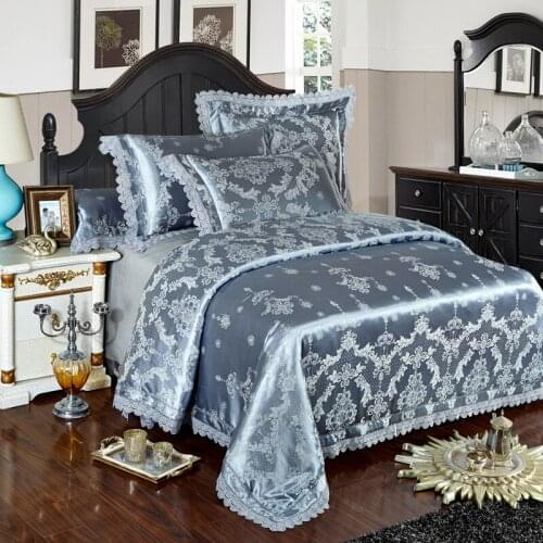 Tencel Cotton jacquard luxury Bedlinen bedclothes King Queen size bedcover duvet cover pillowcase 4pcs bedding set