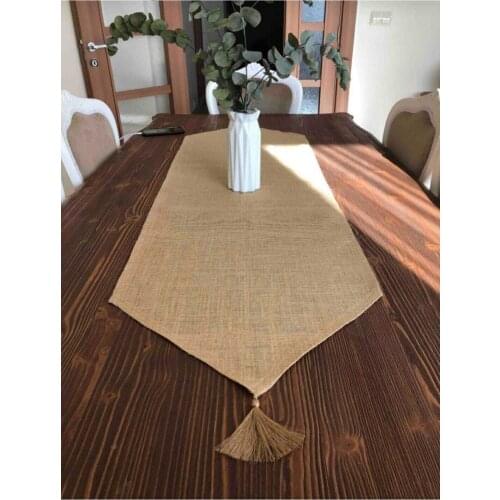 Brown Jute Runner Wedding Christmas Decoration Tablecloth Luxury