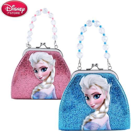 Disney Purse Frozen Anna Elsa Cartoon Handbag for Girls Portable Cosmetic Make Up Bag Multi-purpose Storage Coin Golden Bags