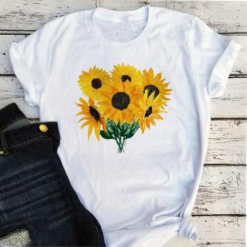 Sun Flower Summer Tshirt Plus Size 2021 Women Sun Flower Clothing Flowers Sun Flower Harajuku Graphic T Shirts Korean T