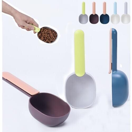 Pet Cat Dog Food Shovel Mutli-Function Feeding Scoop Spoon With Sealing Bag Clip Creative Feeder For Dogs Cats Pet Accessories
