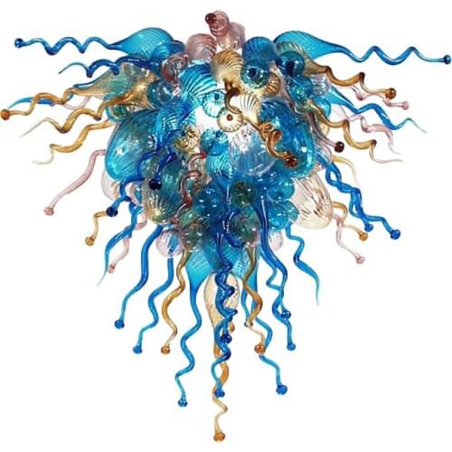 Hand Blown Glass Chandelier Lamp Nordic Blue Bedroom Restaurant Cafe Clothing Store Childrens Room Pendant Light 32 Inches