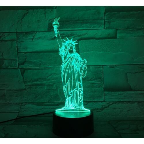 New 3D Lamp Statue of Liberty Victory Goddess Home Bedroom Decor 7 Colorful Acrylic Table lighting Child Friend Birth Gifts 196