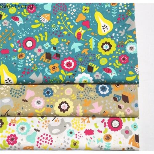 Flower Owl Print New 2021 Hot Cotton Fabric DIY Sewing For Baby Patchwork Quilting Handmade Bedding Blanket Sheets Tilda Tissus