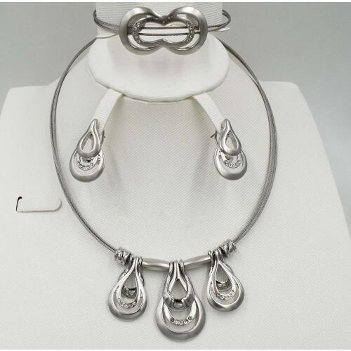 New High Quality Dubai gold big Jewelry Set 3 tones Gold color Nigerian Wedding African Jewelry Sets Parure Bijoux Femme