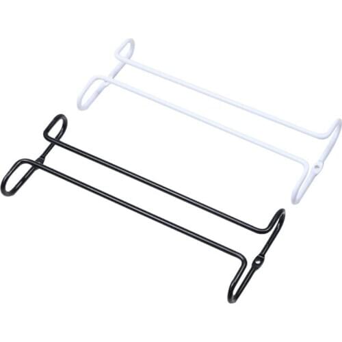 Single Row Suspension Hanging Wine Glass Holder Inverted Shelf Under Mounted on Cabinet Glass Storage Metal Hanger