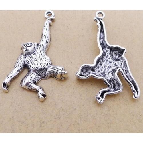 BULK 30 Eco-friendly Alloy Tibetan Silver Plated Monkey Ape Charms Pendants 3722mm 2g