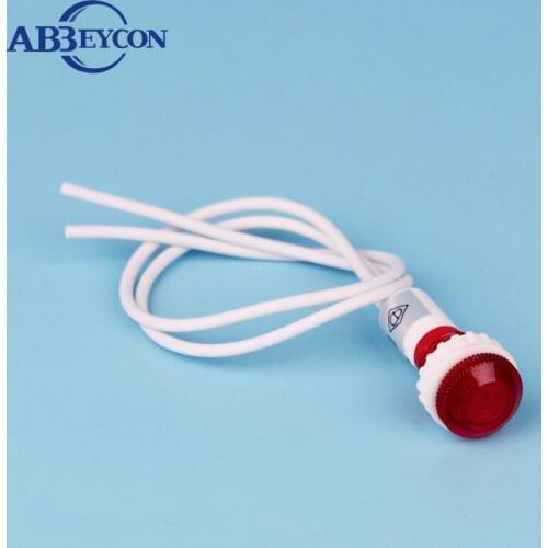 Pilot lamp 220v neon 10mm plastic 220V Red car pilot light with connector indicator light