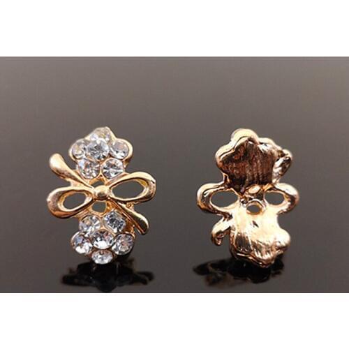 2018New 100Pcs Alloy Bow Rhinestone Arc Buttons for DIY Hair Accessoriess and Wedding Decoration HZ388