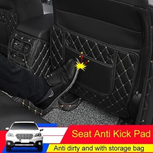 QHCP Seat Anti Kick Mat Armrest Box Anti-kick Pads Protector Leather For Subaru Outback Forester Legacy 2015 2016 2017 2018 2019