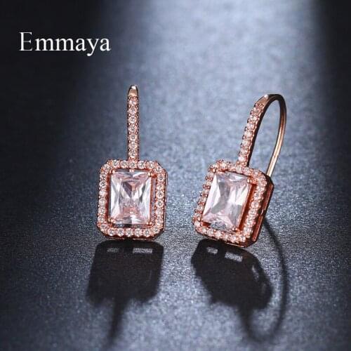 Emmaya New Geometry Shape Earring For Women Three Color Shiny Cuibic Zircon Decoration Elegant Jewelry Fashion Statement