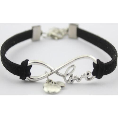 Infinity Love Teacher Heart Teach Charm Suede Leather Adjustable Bracelets Women Girl Minimalist Best Friends Gift Jewelry