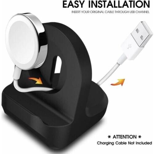 Silicone Charge Stand Holder Station Dock for Apple Watch Series 6 5 4 3 2 42mm 38mm Cable Home Charging Docking Desktop Holder