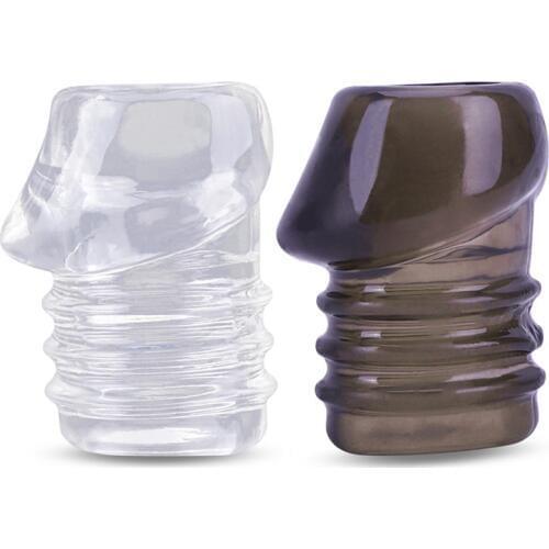 Silicone Reusable Condom Penis Enlargement Sleeve Glans Extender Male Foreskin Cock Ring Sex Toys for Men