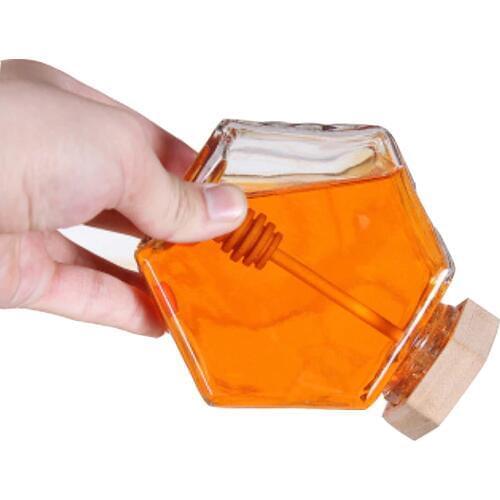 Glass Honey Jar for 220ML/380ML Mini Small Honey Bottle Container Pot With Wooden Honey Stick Spoon