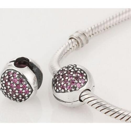Sterling Silver 925 Compatible With Western Charms Bracelet Love Heart Lock Clip Stopper European Charm Beads Women DIY Jewelry