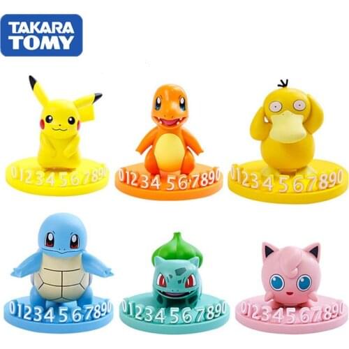 TAKARA TOMY Pokemon Cute Pikachu Charizard Venusaur Psyduck Jigglypuff Action Figure Dolls for Temporary Car Parking Number Card