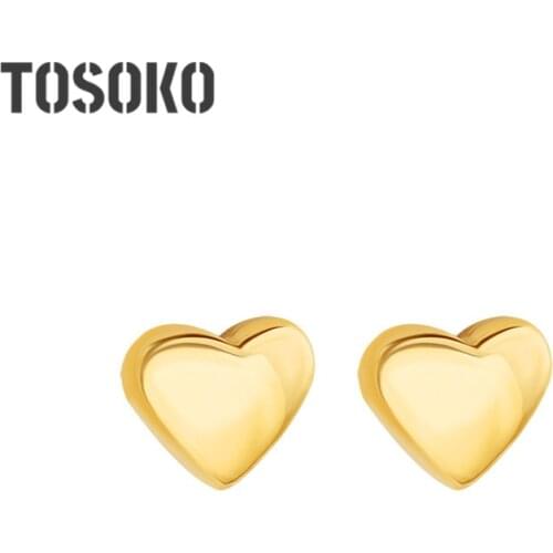 TOSOKO Stainless Steel Jewelry Love Peach Heart Earrings Womens Fashion Sweet Heart Earrings BSF408
