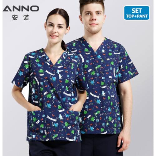ANNO Hospital Staff Scrubs Set Nursing Uniform for Male Female Dental Clinic Supplies Nurse Surgical Work Clothing