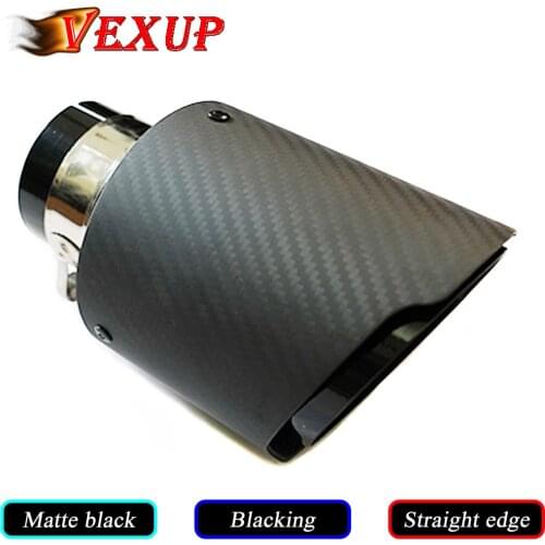 1PCS Car Exhaust Pipe Muffler Tail Pipe Muffer Tip Universal Exhaust Tip Blacking Steel Pipe Matte Black Carbon Straight Edge