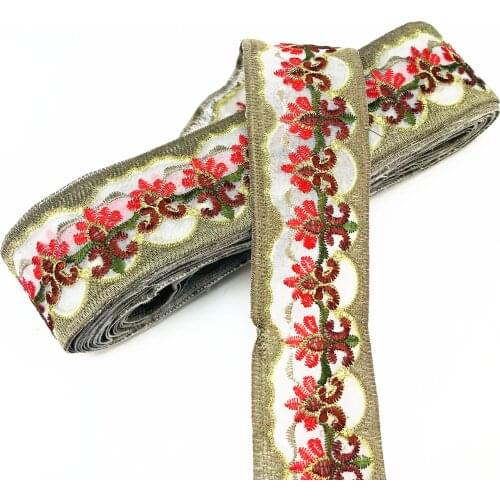 1 Yards Vintage Embroidery Flower Lace Fabric Trim Ribbon DIY Sewing Applique Collar Cord Wedding Dress Guipure Decor