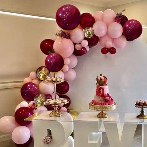 119pcs Burgundy Pink Gold Confetti Balloons Garland Kit Birthday Party Decoration Balloon Arch Garland Wedding Baby Shower decor
