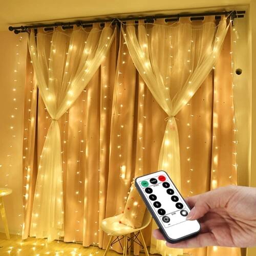 3M LED Christmas Fairy String Lights Remote Control USB Party Garland Curtain Lamp Holiday Decoration For Home Bedroom Window