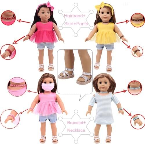 5Pc/Set Doll Baby Clothes Dress Shoes Accessories For 18 Inch American&43 CM Reborn Baby New Born Doll ,Girls Russia Gifts Toy