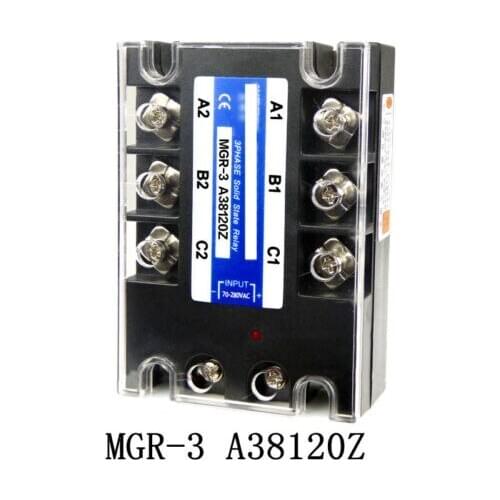 AC-AC 70-280VAC Input 380VAC Output SSR 120A A38120Z Three 3 Phase Solid State Relay